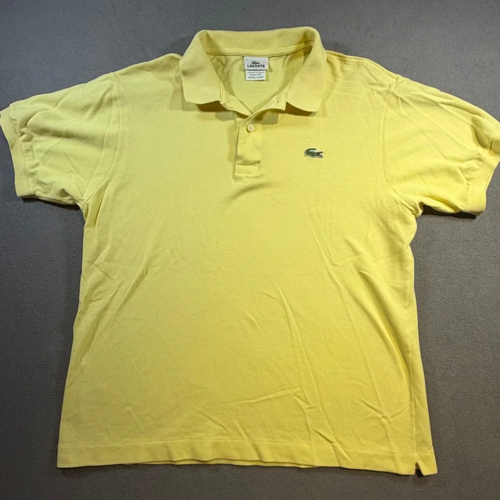 Lacoste Mens Yellow Short Sleeve Pique Cotton Polo Shirt Size 5 L RN87651